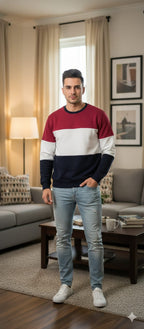 Mahroon & Black Penal Sweatshirt Men's