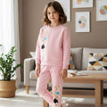 Twin Bloom Floral  Embroidery Baby Pink Track-suit Girls ( R-27 )