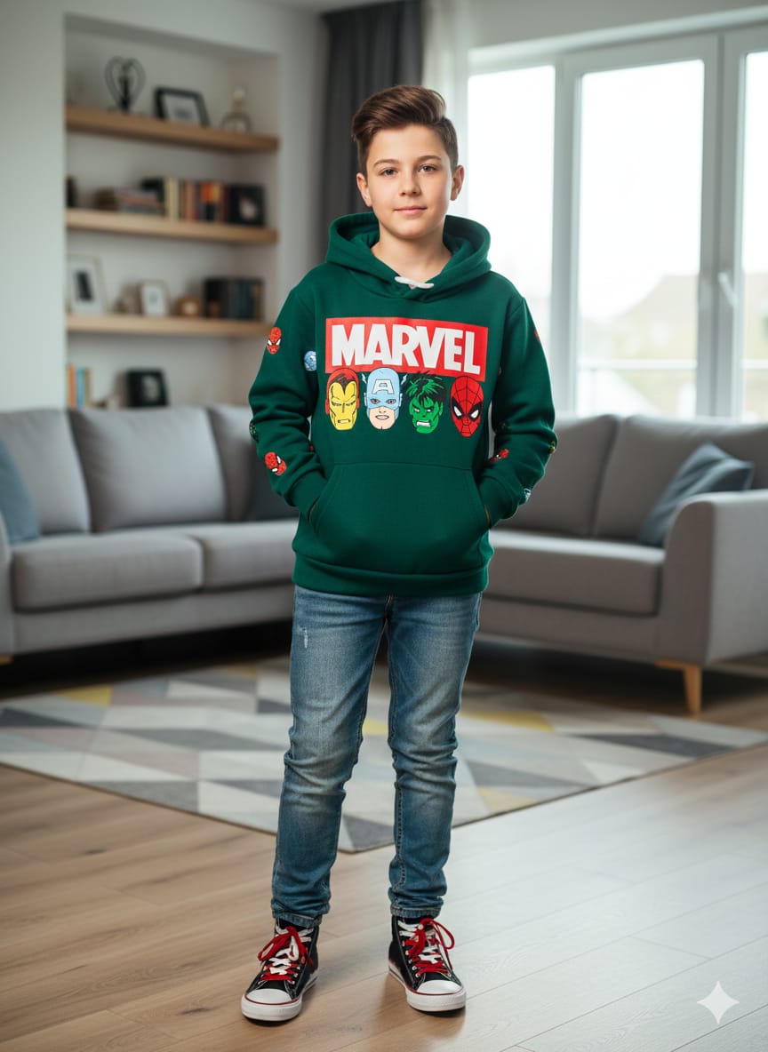 Marvel Green Hoodies Boys ( R-88 ) ( Factory )