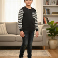 Striper Pocket Black Sweatshirt Boys ( R-17 )