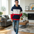 Navy & Red Penal Hoodies Men's