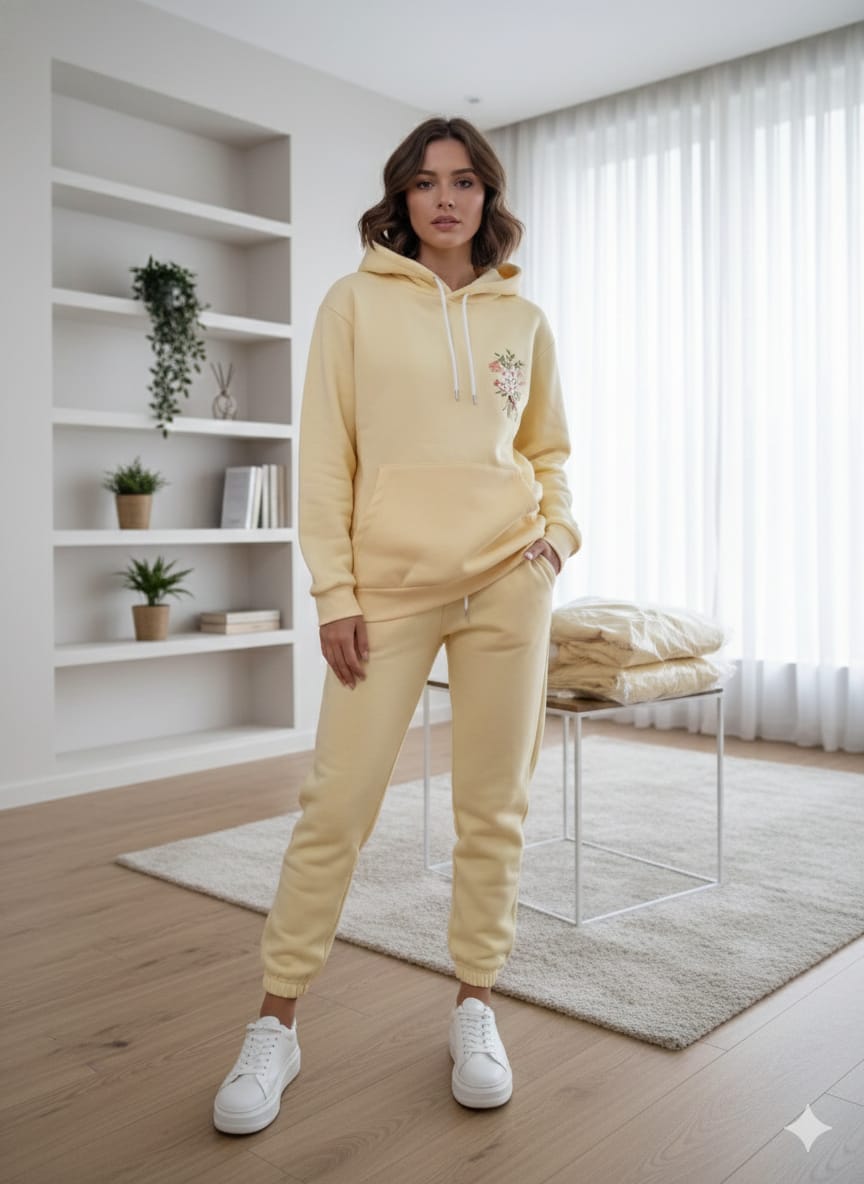 Embroidery Logo Lemon Hoodies Track Suit ( Factory )