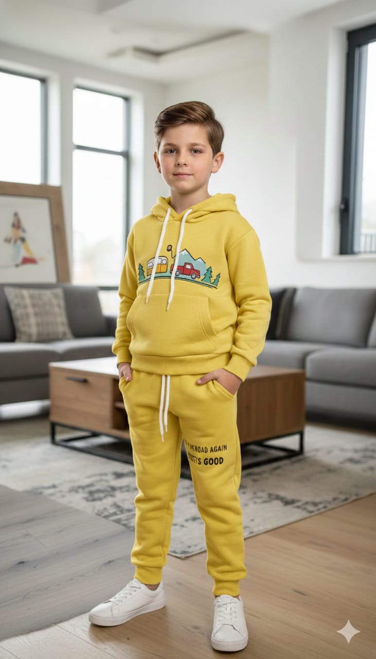On The Road Yellow Hoodies Track-suit Boys ( R-58 ) Factory