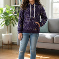 White Flower Dark Purple Hoodie for Girls ( R-44 )
