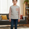 Gray Body Orange & Gray Lines Arms Sweatshirt Boys ( R-178 )