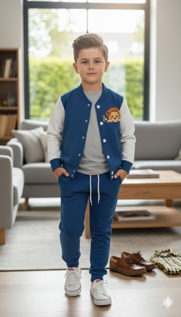 Lion Logo Royal Blue Baseball Track-Suit Boys