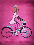 Doll With Cycle Embroidery Dark Pink Track-suit Girls