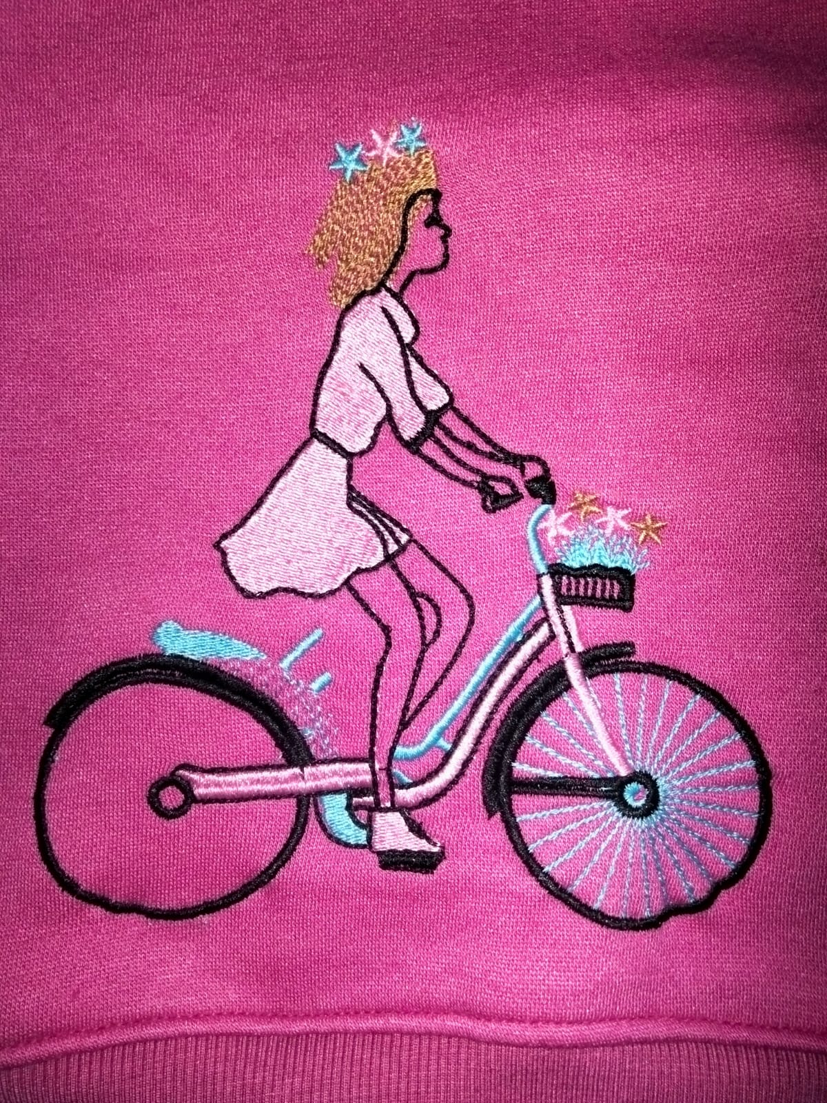 Doll With Cycle Embroidery Dark Pink Track-suit Girls