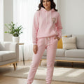 Embroidery Logo Baby Pink Hoodies Track Suit ( Factory )