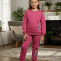 Rosy Bloom Embroidery Dark Pink Track-suit Girls ( Factory )
