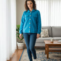 Two Pocket Teal Blue Jacket Women