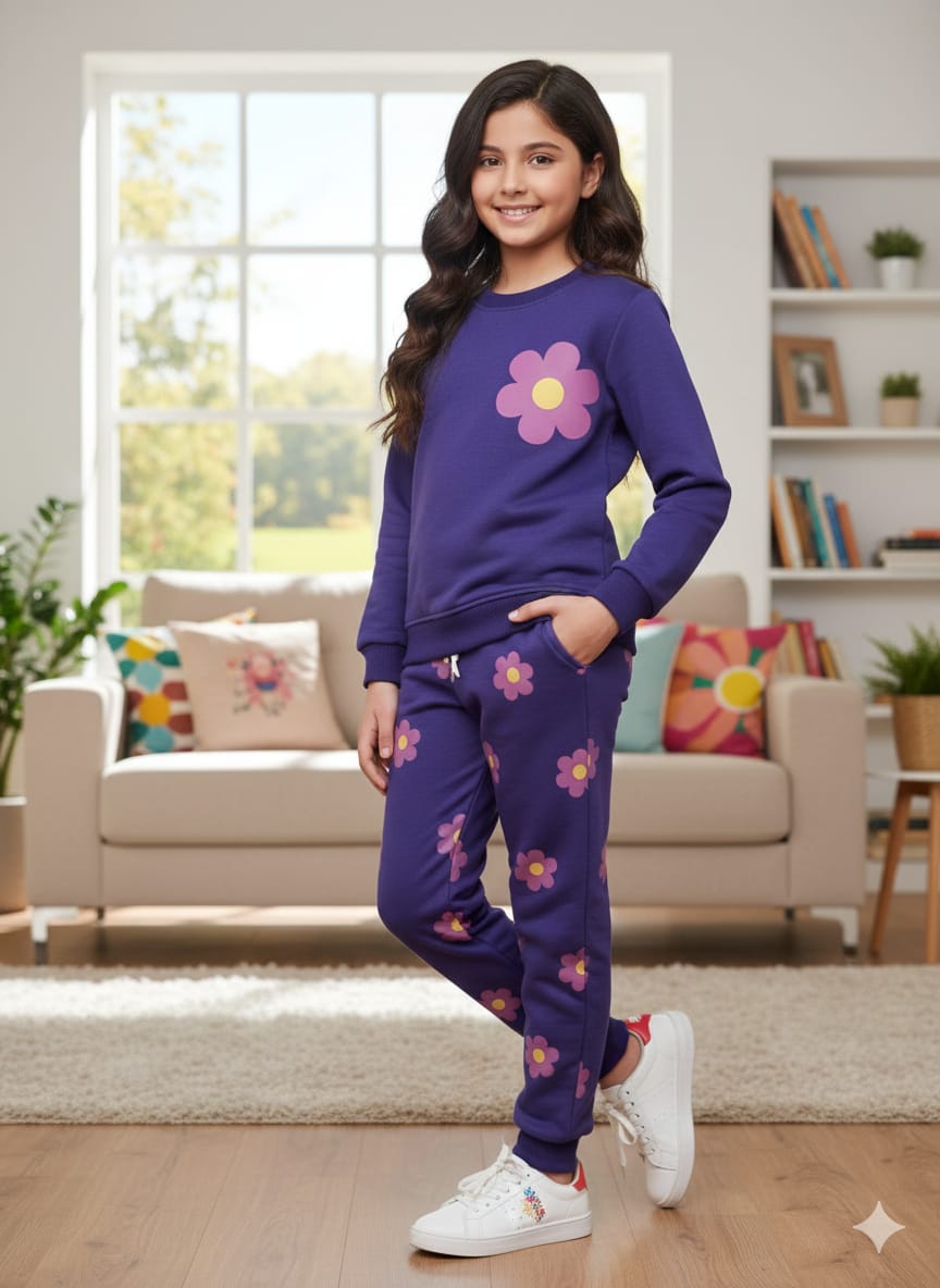Flower Pop Purple Track-suit Girls