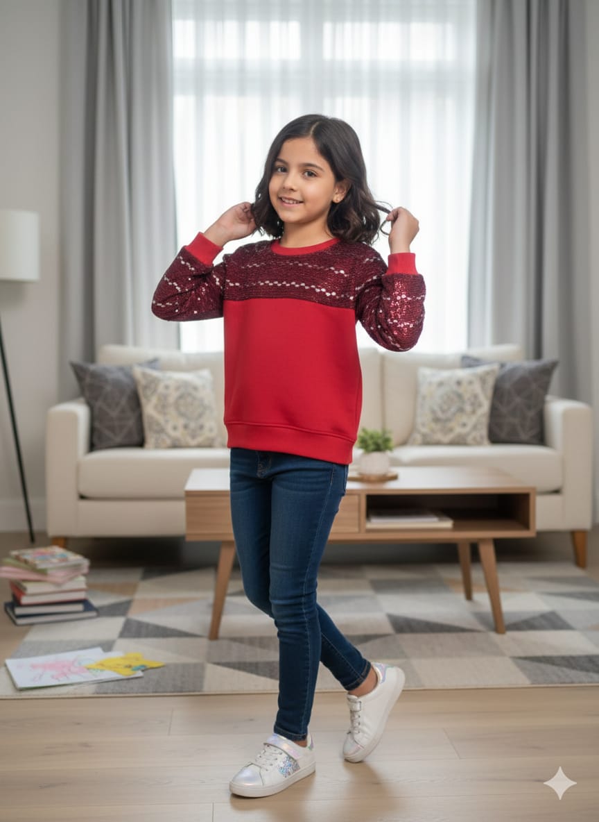 Starline Red Sweatshirt for Girls ( R-39 )