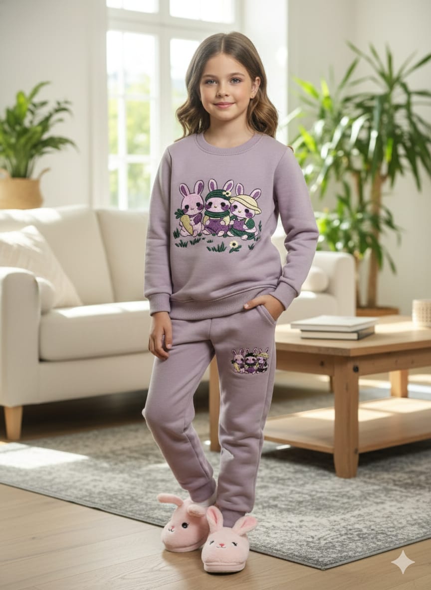 Rabbit Trio Embroidery Falsa Track-suit Girls ( R-324 )