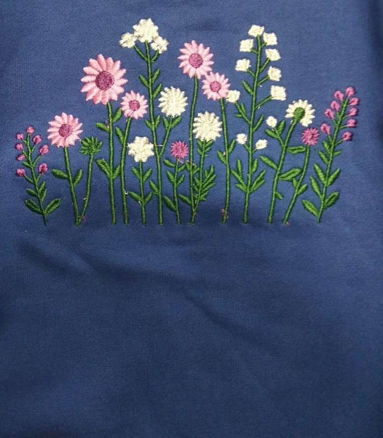 Pink Petals Embroidery Royal Blue Track-suit Girls