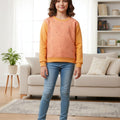 Sparkle Pearl Orange Sweatshirt for Girls ( R-39 )