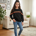 Sparkle Stripe Black Sweatshirt for Girls