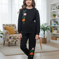 Twin Bloom Floral Embroidery Navy Track-suit Girls ( R-25,14)