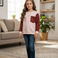 Front Pocket Peach Sweatshirt for Girls (R-516,176)