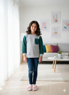 Front Pocket Oatmeal Sweatshirt Girls ( Factory )
