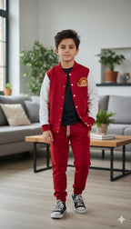Lion Logo Mahroon Baseball Track-Suit Boys ( R-194 )