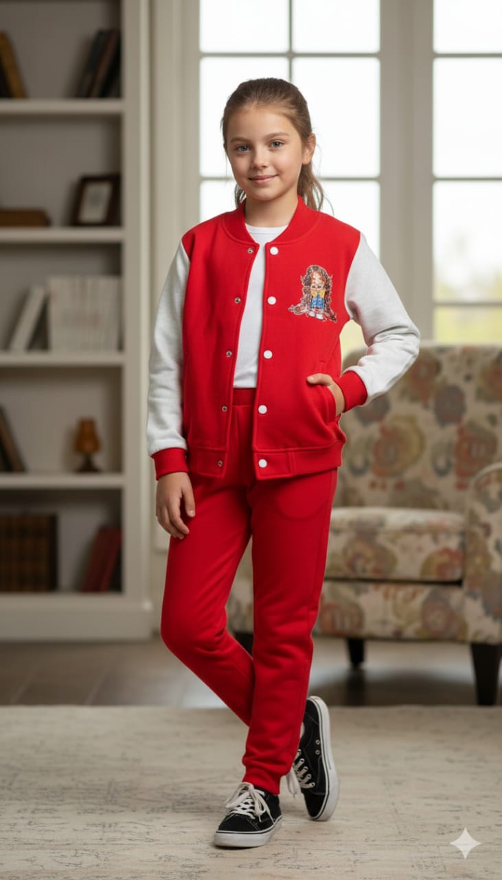 Doll Logo Red Baseball Track-Suit Girls ( R-324 )
