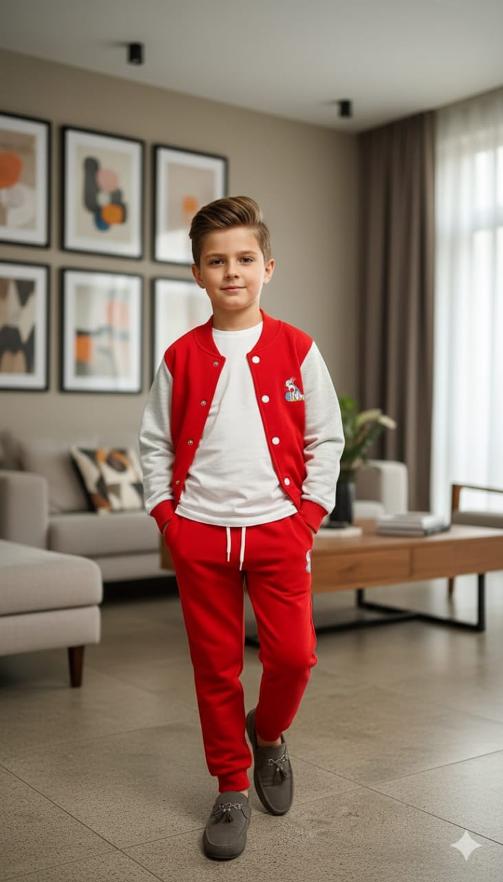 Giraffe Logo Red Baseball Track-Suit Boys