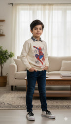 Spiderman Cream Double Sweatshirt Boys ( R-27 )