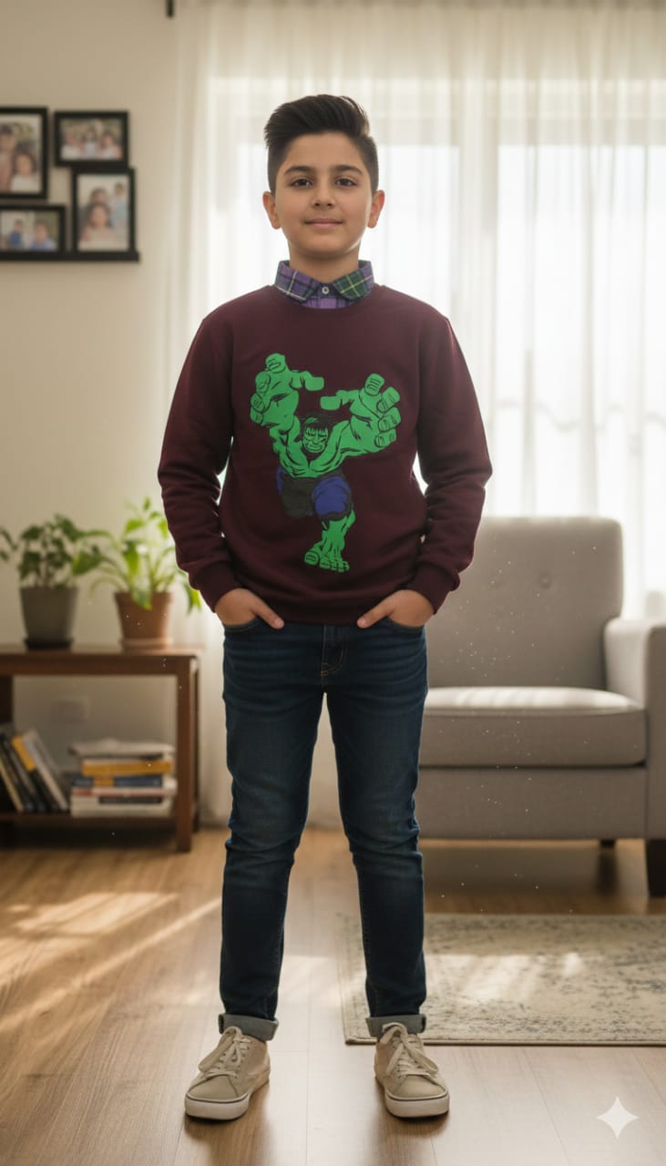 Hulk Chocolate Double Sweatshirt Boys ( R-53 )