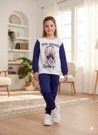 Sun Shine White Body Purple Arms Track-suit Girls ( R-2 ) ( Factory )