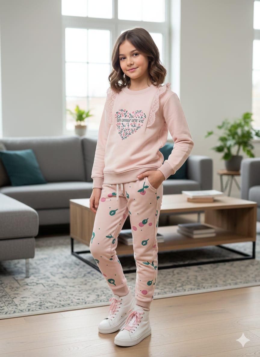 Un Amour Peach Track-suit Girls ( Factory )
