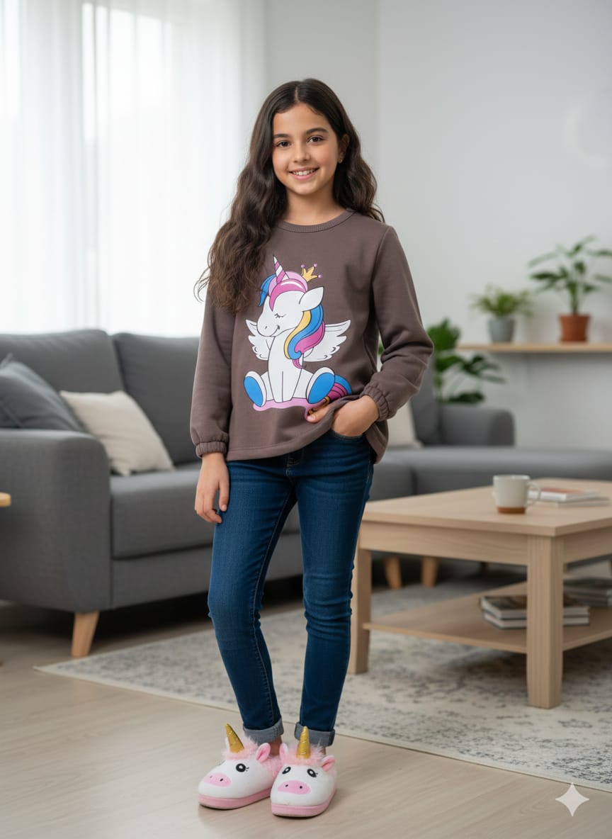 Unicorn Chocolate Long Sweatshirt Girls ( R-69 )