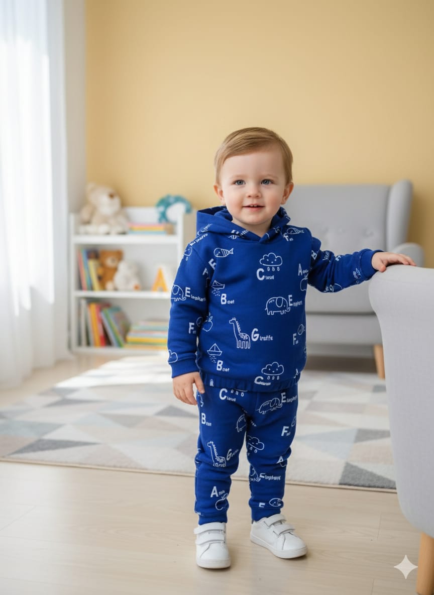 Alpha Buddy Royal Blue Hoodies Track-Suit Newborn