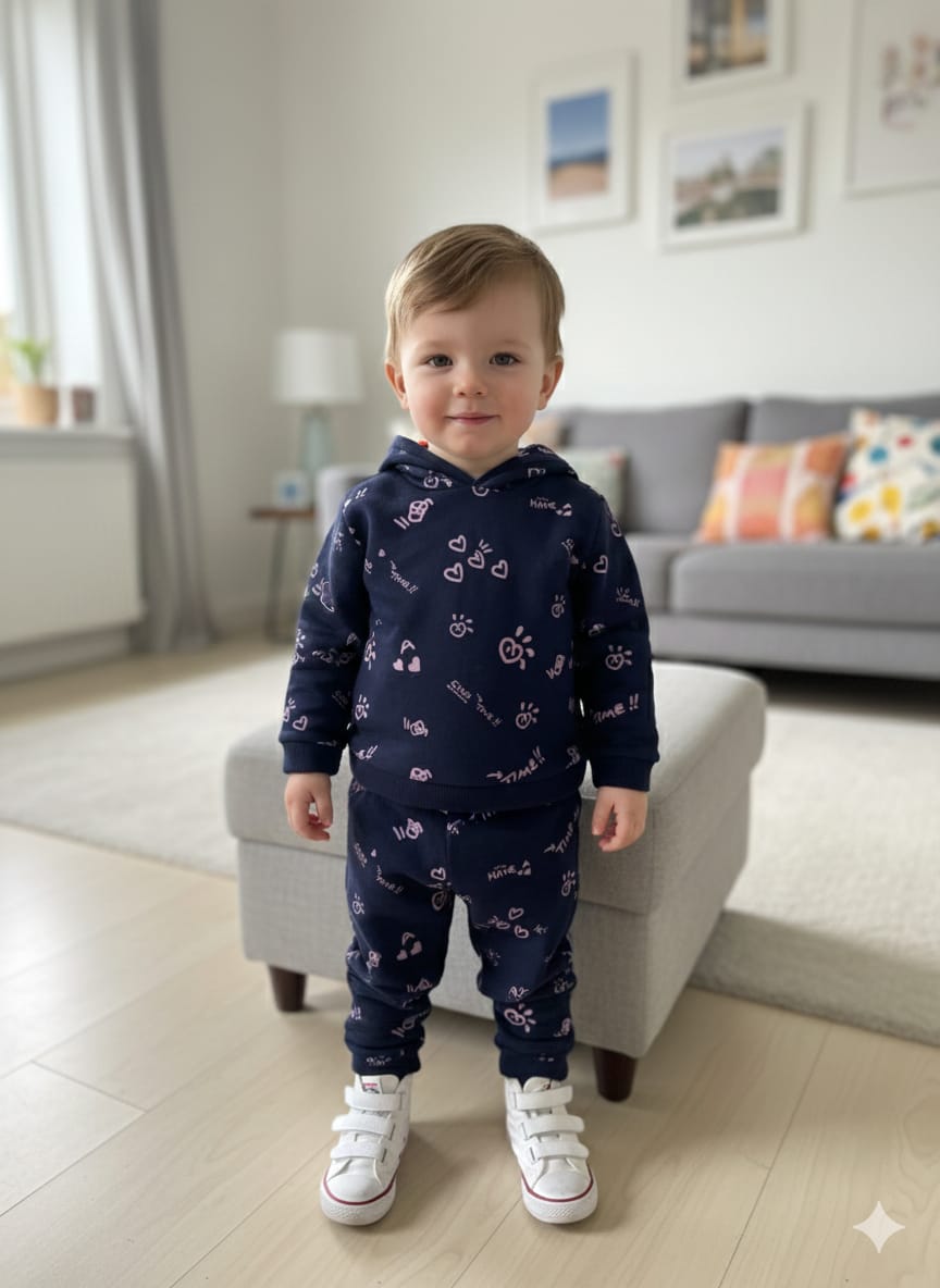 Good Time Navy Blue Hoodies Track-Suit Newborn