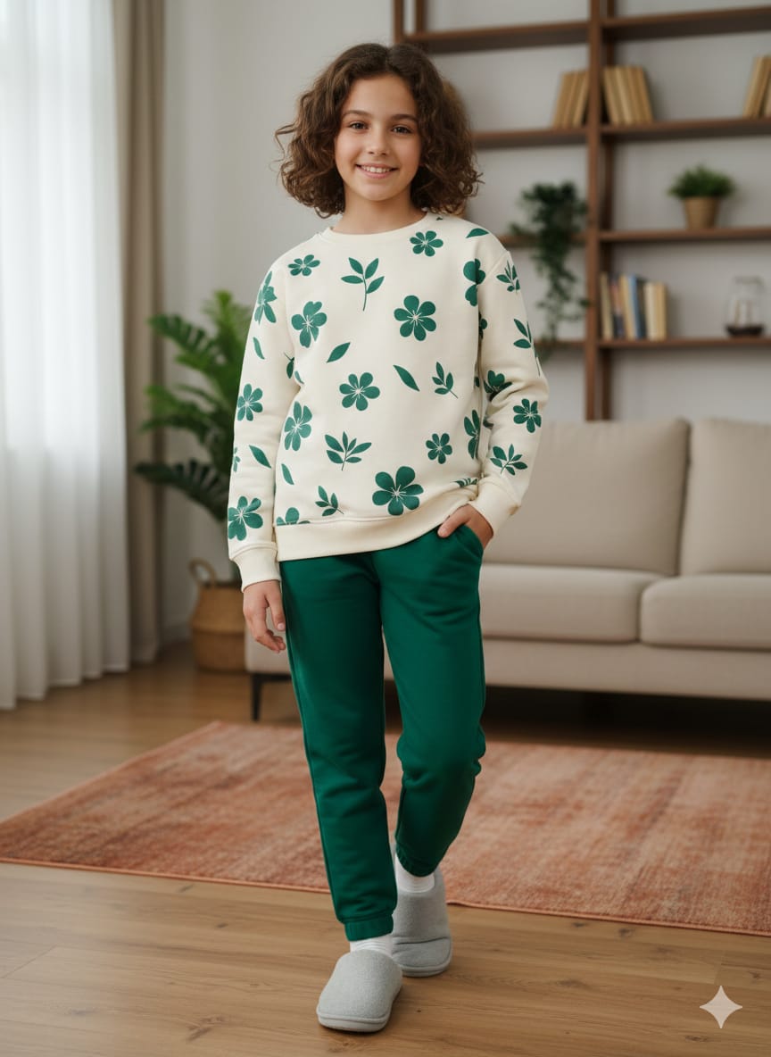 Blossom Chic Cream Track-Suit Girls ( Factory )