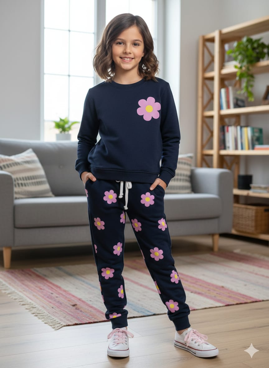 Flower Pop Navy Track-suit Girls