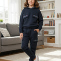 Two Pocket Navy Hoodies Track-suit Girls ( Factory )
