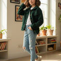 Two Pocket Dark Green Jacket for Girls