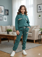 Mini Bloom Pocket C-Green Hoodies Track-suit Girls  ( R-25 )
