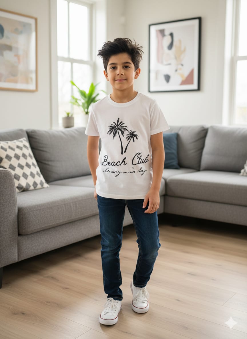 Beach Club White T-Shirt Boys(R-436)