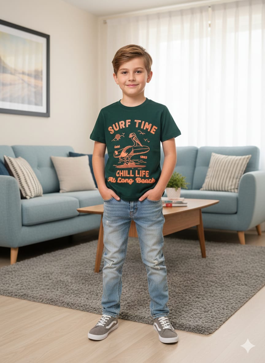 Surf Time Green T-Shirt Boys