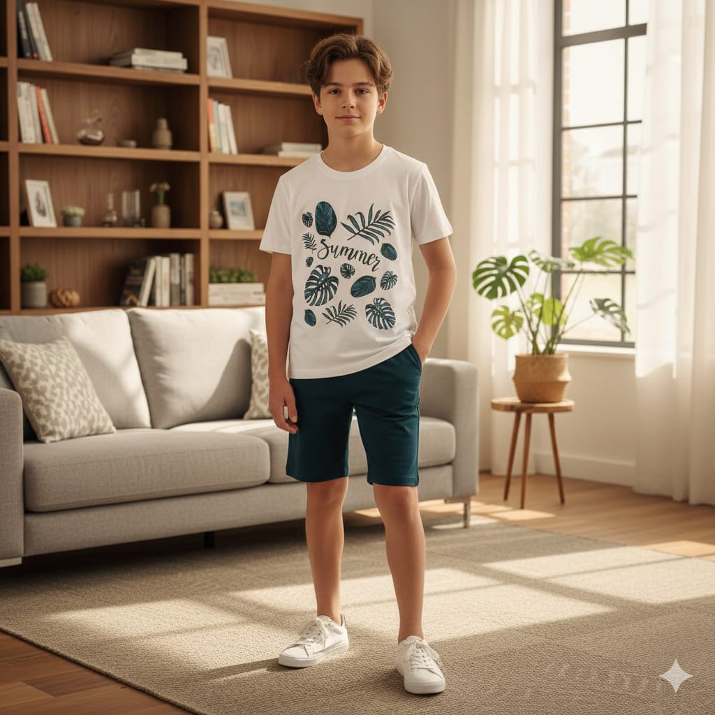 Summer Leaves White Nicker Suit Boys(R-11)