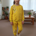 Petal Glow Embroidery Yellow Track-Suit Girls ( Factory )