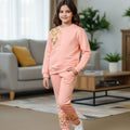 Petal Glow Embroidery Peach Track-Suit Girls ( Factory )