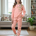 Right Side Embroidery Peach Track-suit Girls ( R-14)