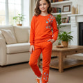 Right Side Flower Embroidery Orange Track-suit Girls ( R-5 )