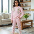 Two Side Embroidery Baby Pink Track-Suit Girls ( Factory )