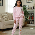Rose Flower Embroidery Baby Pink Track-suit Girls ( Factory )