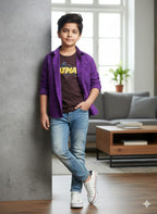 Batman Print Chocolate Inner Purple Check Full Sleeve D/Casual Shirt