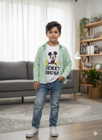 Mickey Mouse White Inner Parrot Check Full Sleeve D/Casual Shirt(R 372)
